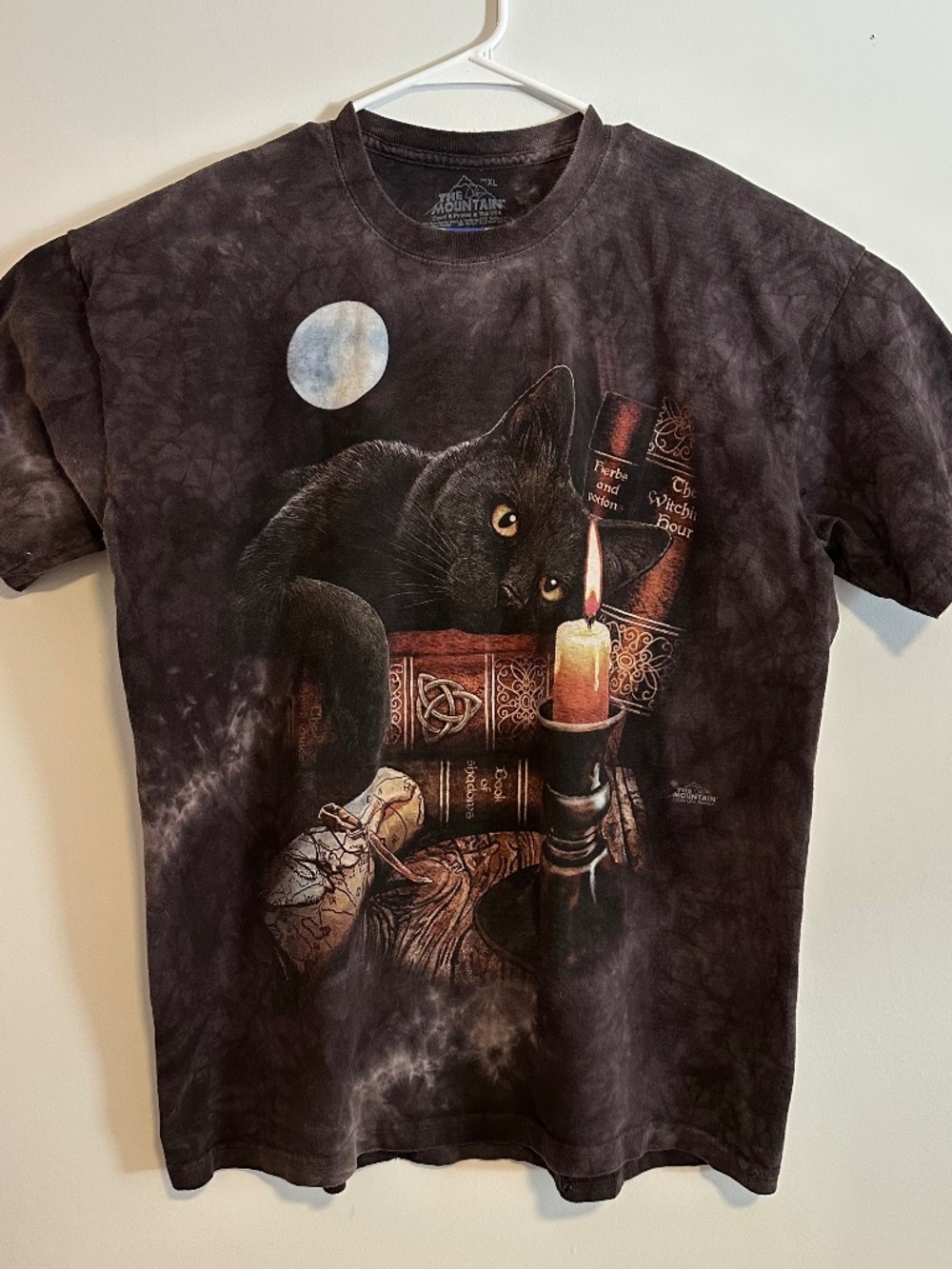 The Mountain Black Cat Witch T-Shirt XL Tie Dye Gothic Halloween Y2K